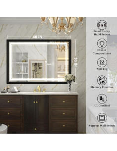 Espejo de Baño LED Wansi Shine 101,6x76,2 cm Negro 2