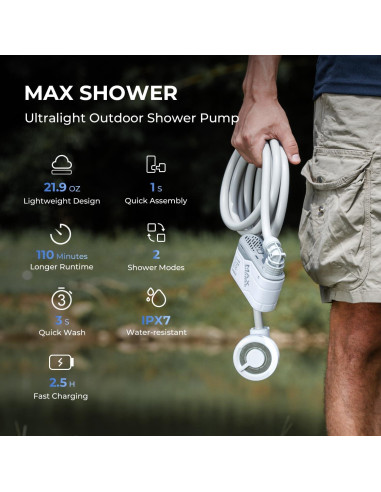 Ducha Portátil FLEXTAILGEAR MAX Recargable para Camping