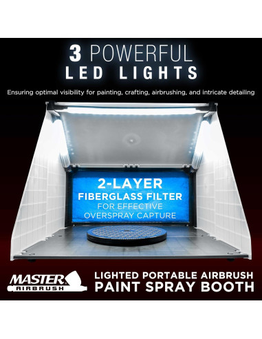 Cabina de Aerógrafo Master Airbrush Portátil con LED 41x48cm