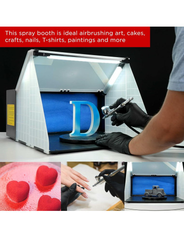 Cabina de Aerógrafo Master Airbrush Portátil con LED 41x48cm