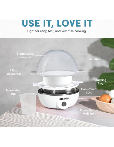 Cocedor de Huevos Eléctrico Aroma AEB-807 XL para 7 Huevos