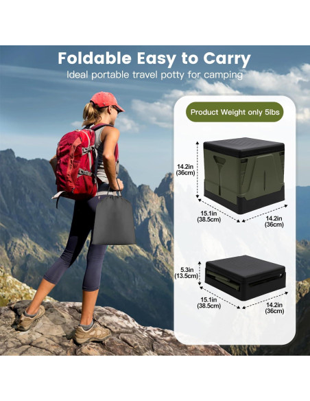 Inodoro Portátil ARCITON Plegable 38x36 cm Verde