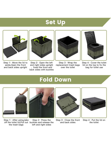 Inodoro Portátil ARCITON Plegable 38x36 cm Verde