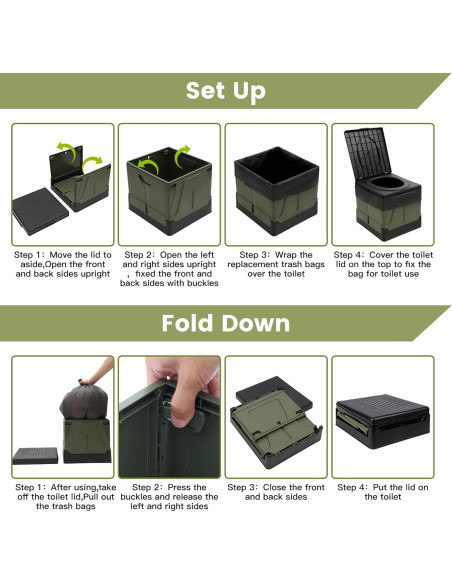 Inodoro Portátil ARCITON Plegable 38x36 cm Verde