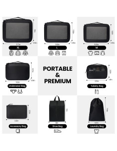 Cubos de Empaque Prezon 8 Set Organizador de Viaje Negro 2