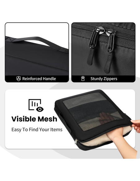 Cubos de Empaque Prezon 8 Set Organizador de Viaje Negro