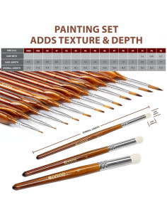 DUGATO Juego de Pinceles de Pintura 15pcs Cerda Premium 2