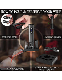 Abridor de Vino Eléctrico Marchpower Automático con Accesorios 2