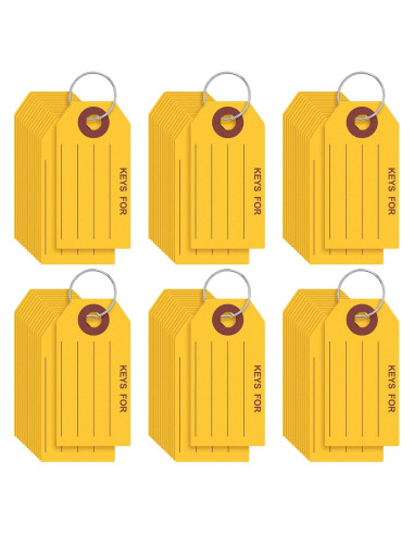 500 Etiquetas de Llave Amarillas con Anillos Affrolling 3.5x7 cm