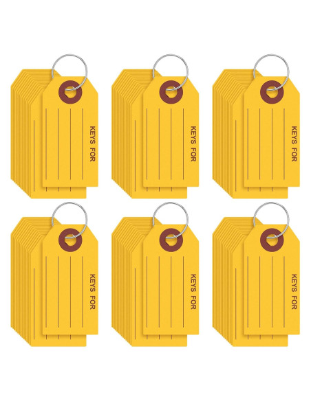 500 Etiquetas de Llave Amarillas con Anillos Affrolling 3.5x7 cm
