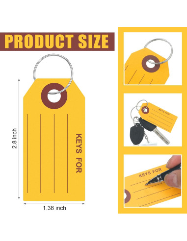 500 Etiquetas de Llave Amarillas con Anillos Affrolling 3.5x7 cm