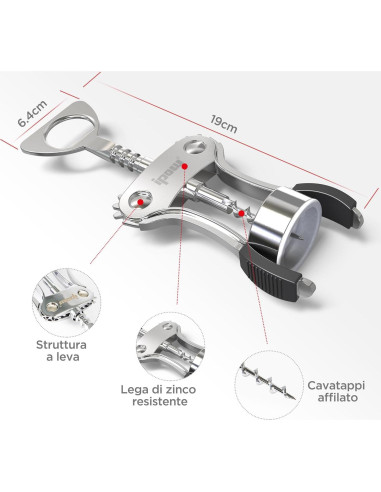 Abridor de Vino IPOW WS01 Multifuncional Plateado