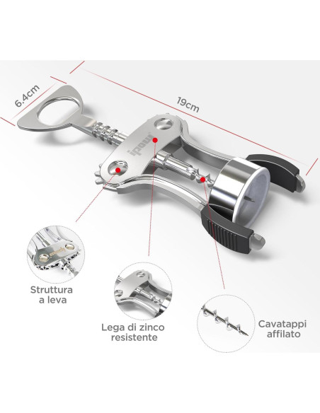 Abridor de Vino IPOW WS01 Multifuncional Plateado