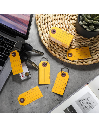 500 Etiquetas de Llave Amarillas con Anillos Affrolling 3.5x7 cm