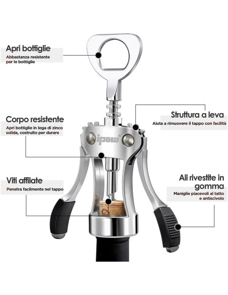 Abridor de Vino IPOW WS01 Multifuncional Plateado