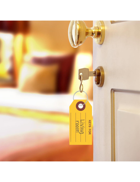 500 Etiquetas de Llave Amarillas con Anillos Affrolling 3.5x7 cm