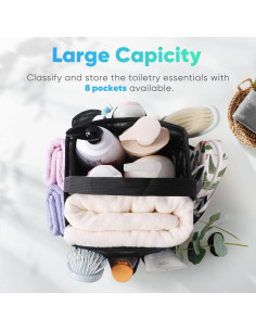 Caddy de Ducha Portátil EUDELE 8 Bolsillos Malla Negra 2