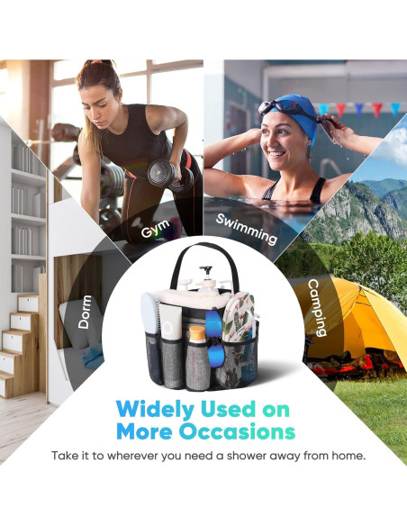 Caddy de Ducha Portátil EUDELE 8 Bolsillos Malla Negra