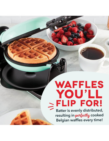 Máquina de Waffles Belgas DASH Aqua 16.5 cm Antiadherente