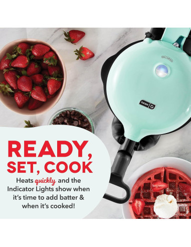 Máquina de Waffles Belgas DASH Aqua 16.5 cm Antiadherente