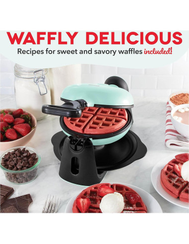 Máquina de Waffles Belgas DASH Aqua 16.5 cm Antiadherente