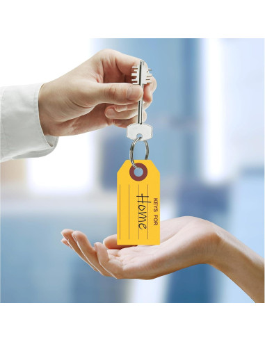 500 Etiquetas de Llave Amarillas con Anillos Affrolling 3.5x7 cm