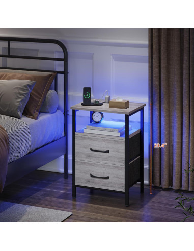 Conjunto de Mesitas de Noche TRIFEBLE con Carga USB y LED
