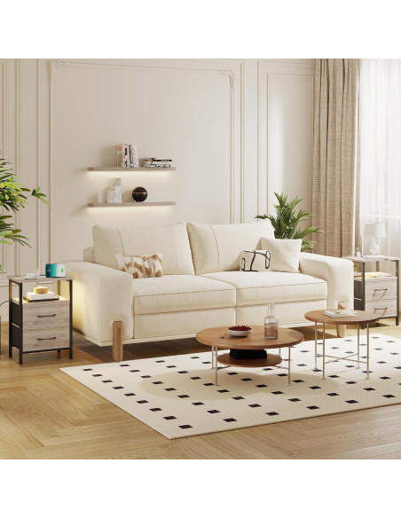 Conjunto de Mesitas de Noche TRIFEBLE con Carga USB y LED