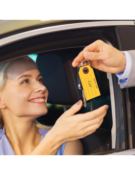 500 Etiquetas de Llave Amarillas con Anillos Affrolling 3.5x7 cm