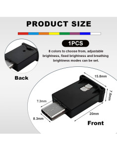 Luz Ambiental LED USB Tipo C Wevdn, Brillo Ajustable RGB 2