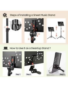 Soporte de Partituras CAHAYA Ajustable 3 en 1 80-142 cm 2