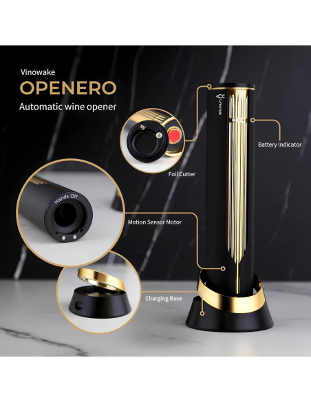 Sacacorchos Eléctrico LINKSTYLE Oro con Base Recargable
