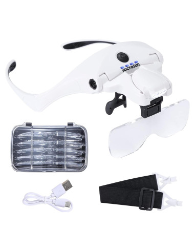 Lupa de Cabeza YOCTOSUN con 4 Luces LED y 5 Lentes Intercambiables