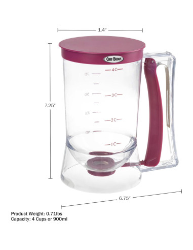 Dispensador de Mezcla Chef Buddy 900 mL Púrpura para Pancakes