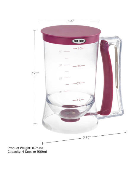 Dispensador de Mezcla Chef Buddy 900 mL Púrpura para Pancakes