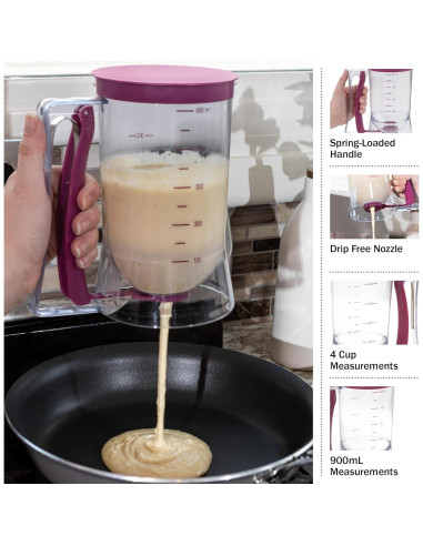 Dispensador de Mezcla Chef Buddy 900 mL Púrpura para Pancakes