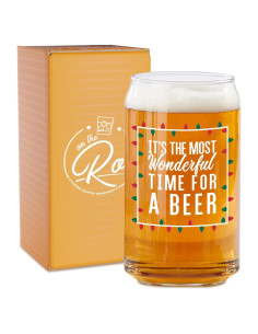 Vaso de Cerveza Navideño On The Rox 16 oz Rojo Verde Blanco