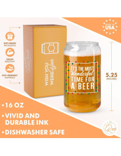 Vaso de Cerveza Navideño On The Rox 16 oz Rojo Verde Blanco 2