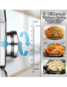 Máquina de Pasta Sailnovo Manual 2.55 kg 9 Grosor Ajustable 2