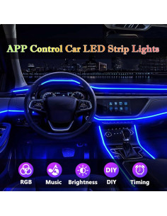 Luces LED de tira DEHERANE para coche RGB 800 cm Bluetooth 2