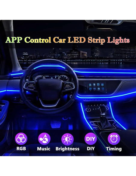 Luces LED de tira DEHERANE para coche RGB 800 cm Bluetooth