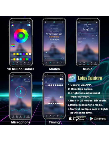 Luces LED de tira DEHERANE para coche RGB 800 cm Bluetooth