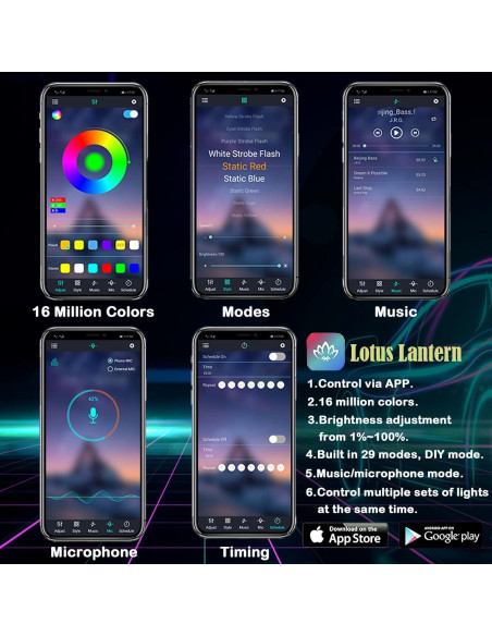 Luces LED de tira DEHERANE para coche RGB 800 cm Bluetooth