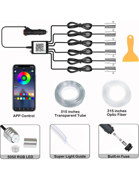 Luces LED de tira DEHERANE para coche RGB 800 cm Bluetooth