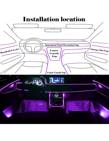Luces LED de tira DEHERANE para coche RGB 800 cm Bluetooth
