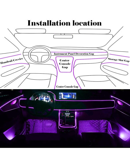 Luces LED de tira DEHERANE para coche RGB 800 cm Bluetooth