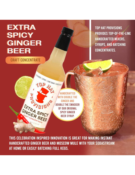 Jarabe de Jengibre Picante Top Hat 32 oz - Mezcla para Sodas