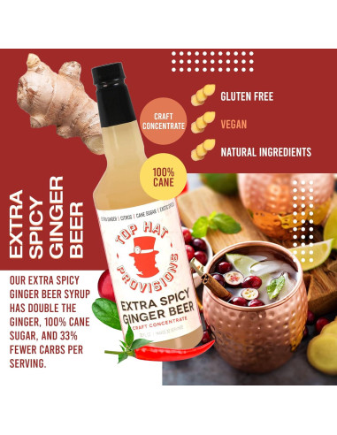 Jarabe de Jengibre Picante Top Hat 32 oz - Mezcla para Sodas