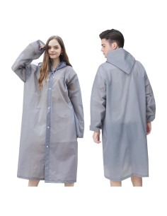 2 Ponchos de Lluvia Reutilizables Roctee para Adultos Gris
