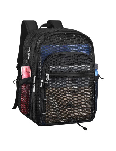 Mochila de Malla Busiuw 39L Negra para Escuela y Playa